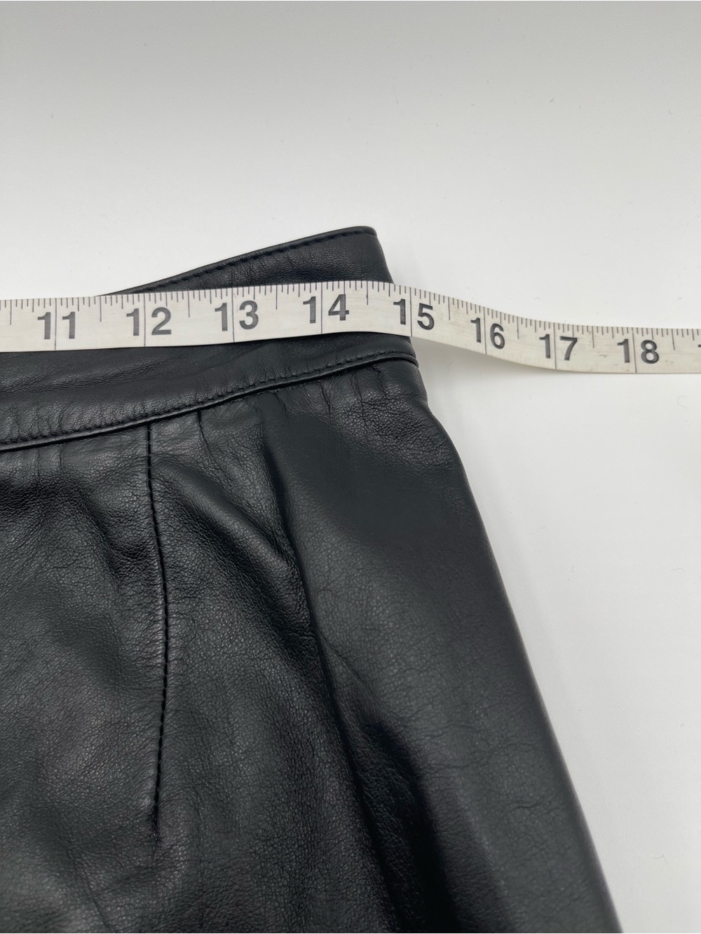 Pelle Cuir Vintage 80s Black Leather Pencil Midi Skirt High Rise Paneling Sz 12 - Picture 9 of 12